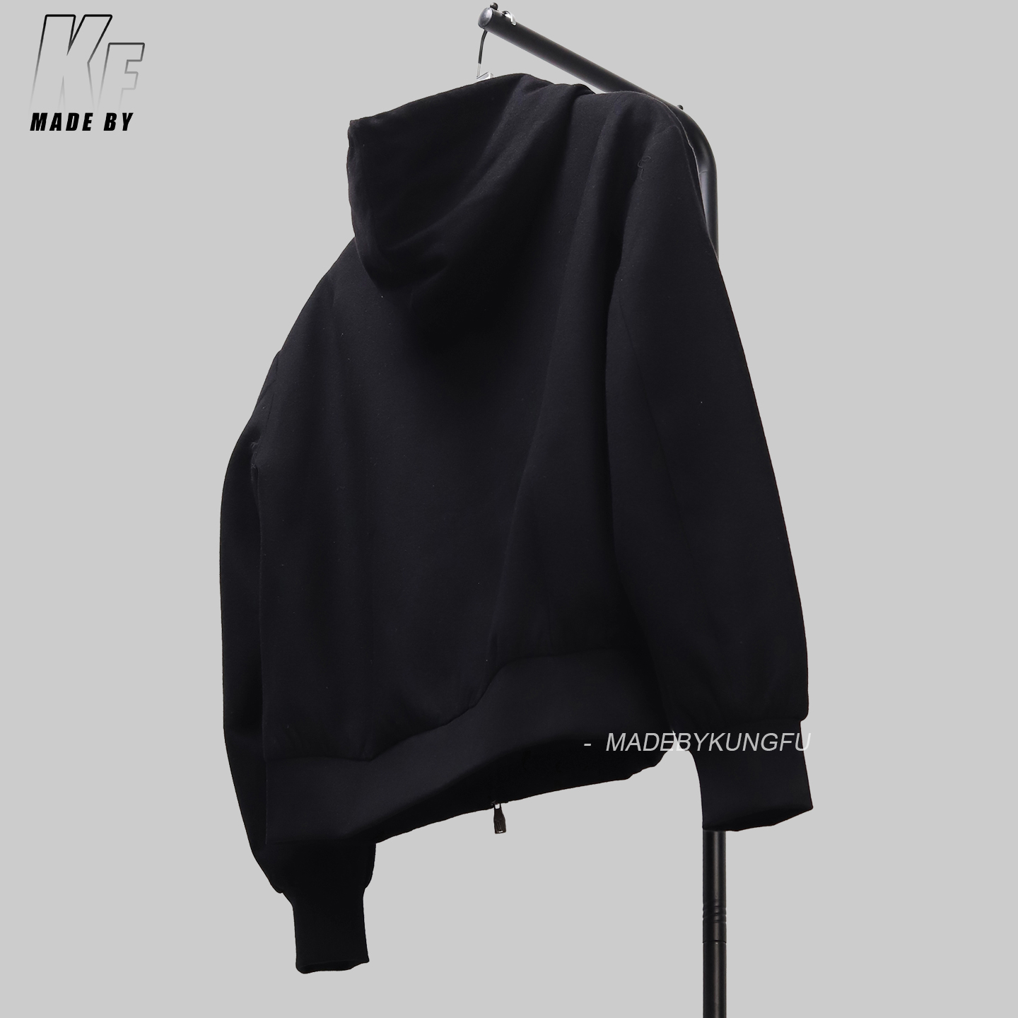 1V Technical wool bend  Zip Hoodie