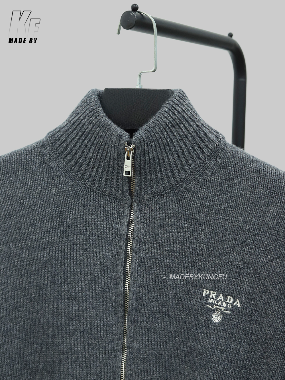 PRADA拉链开合毛衣 灰色