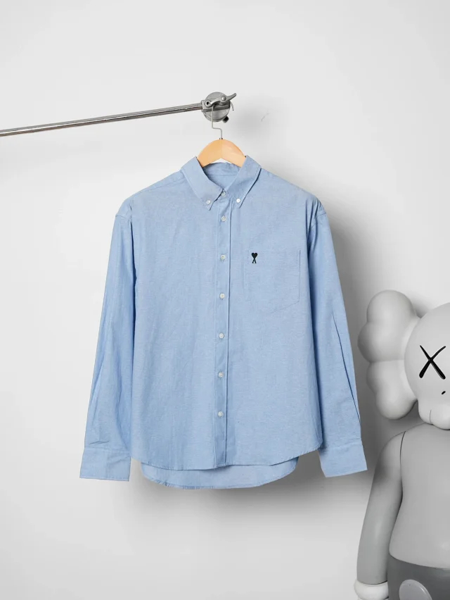 Item ID 9097 Ami Paris Natural Shell Button Pure Cotton Youth Cloth Embroidery ADC Heart Box Long-sleeved Shirt