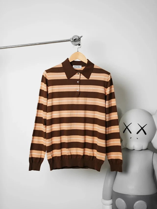 Item ID 9105 M1UM1U Dyed yarn, flatbed machine circular knitting SS25 summer series cotton knitted embroidered logo polo shirt,