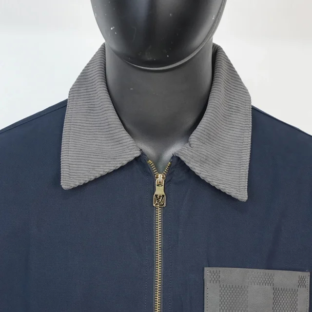 Item ID 9112 1V High-end custom FW26 amier checkered leather pocket workwear jacket, linen long-sleeved zipper leather logo patch pocket workwear jacket outerwear