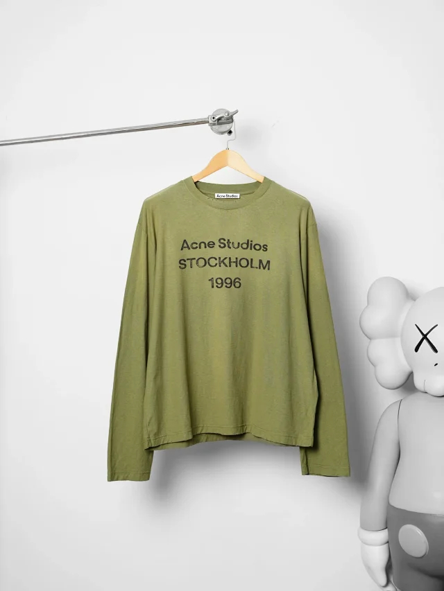 Item ID 9114 Acne 1996 Series Classic Chest Retro Logo Pattern Round Neck Long Sleeve T-shirt