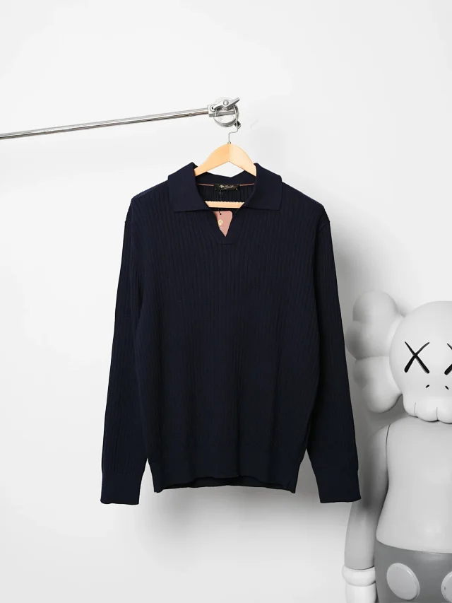 Item ID 9116 LP Old Money Series V-neck Knitted Sweater Wool Blended Fabric Solid Color Collar Ribbed Long Sleeve Cashmere Sweater