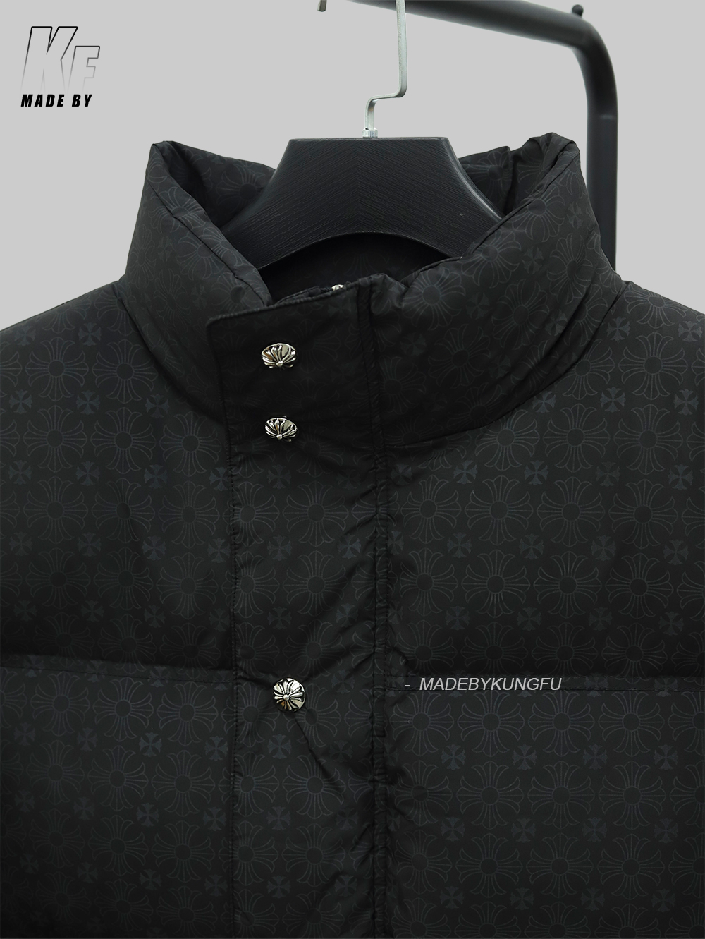 克罗心面包羽绒服 暗纹黑