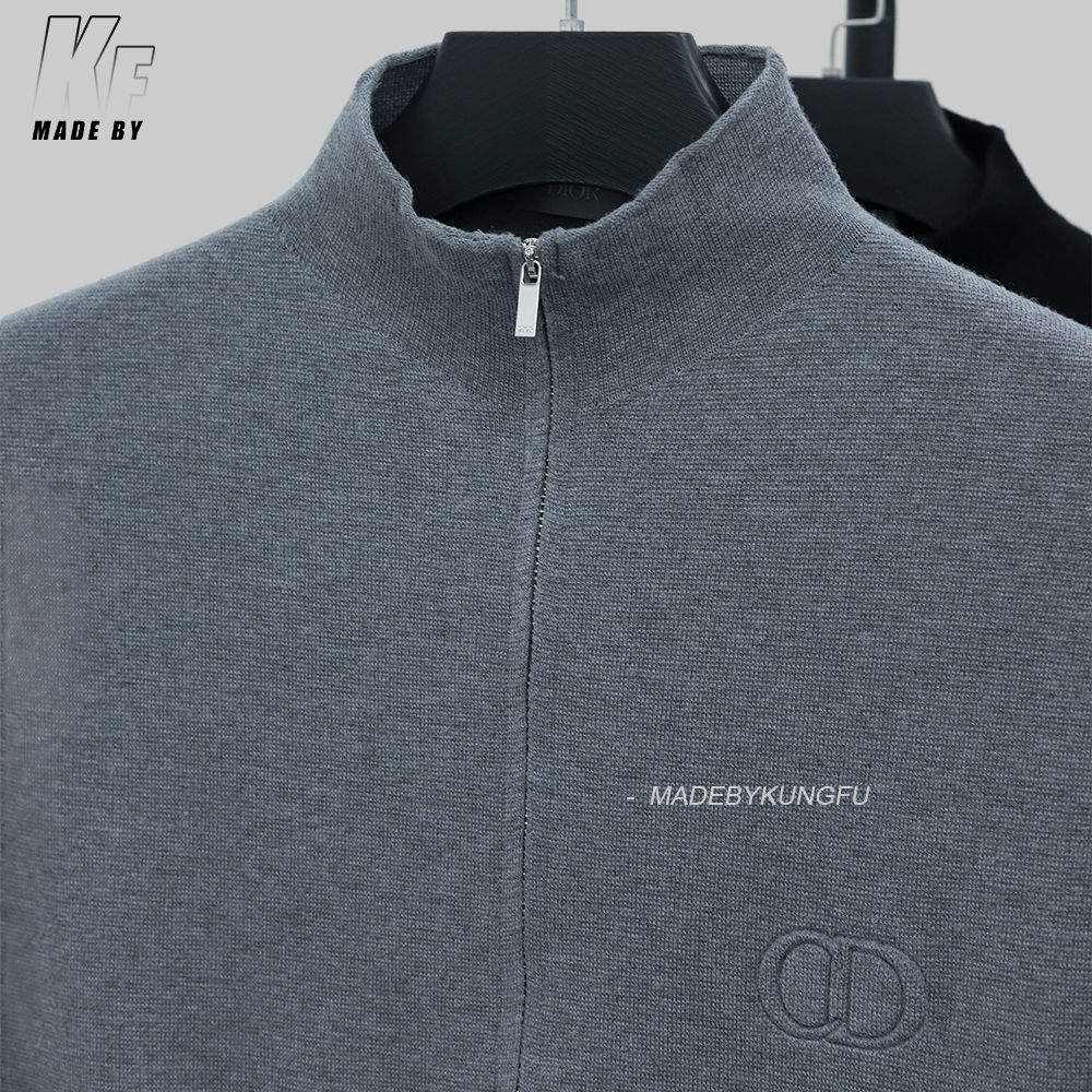 Dior立领拉链毛衣 灰色