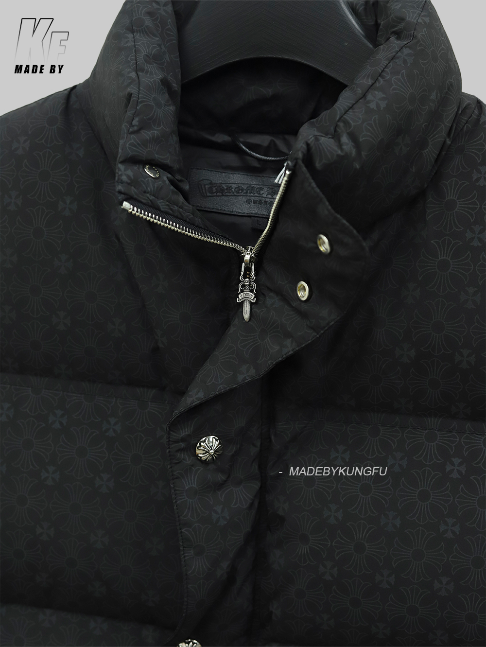 克罗心羽绒马甲 暗纹黑