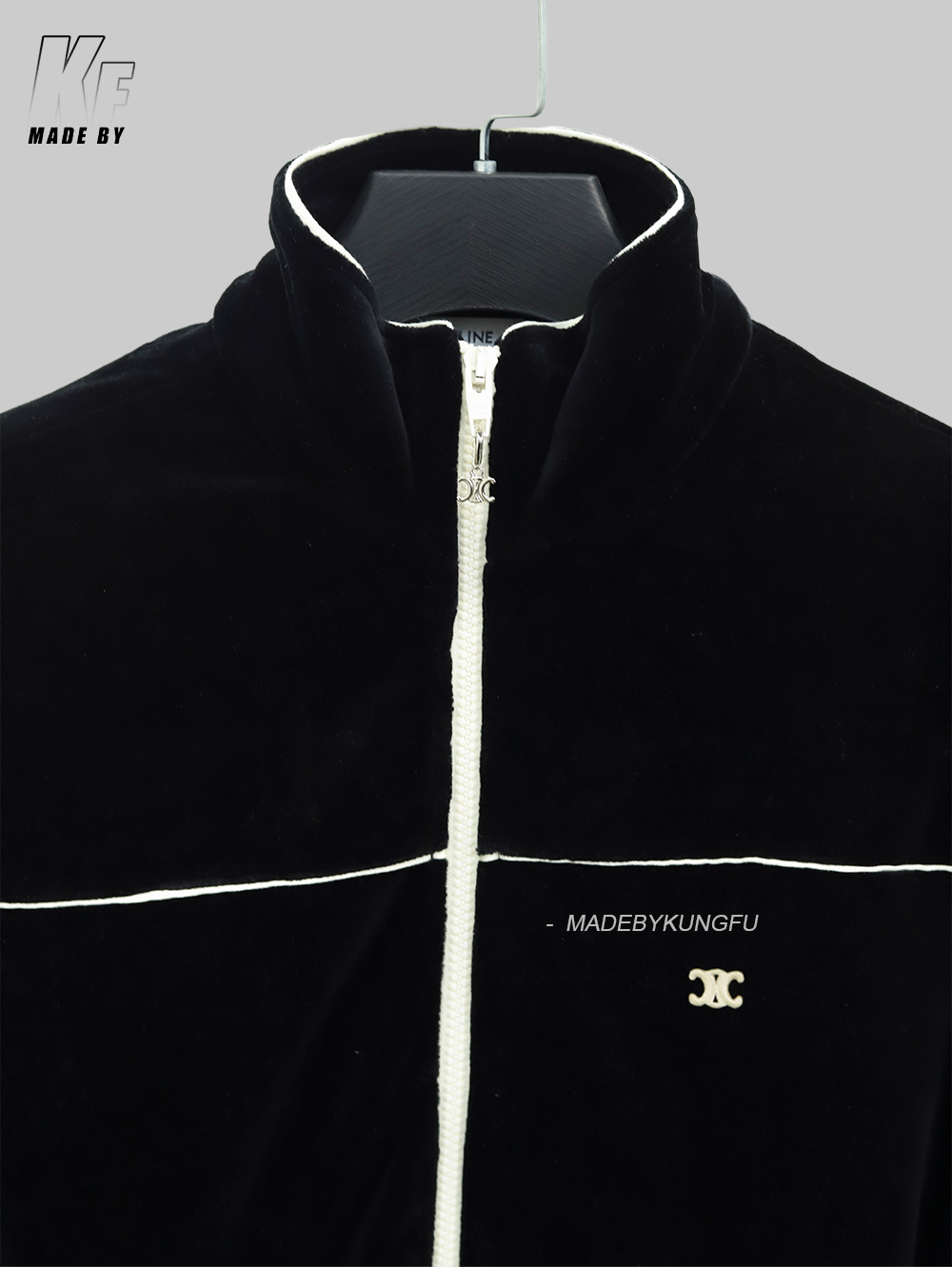 celine赛琳拉链绒感夹克 黑色