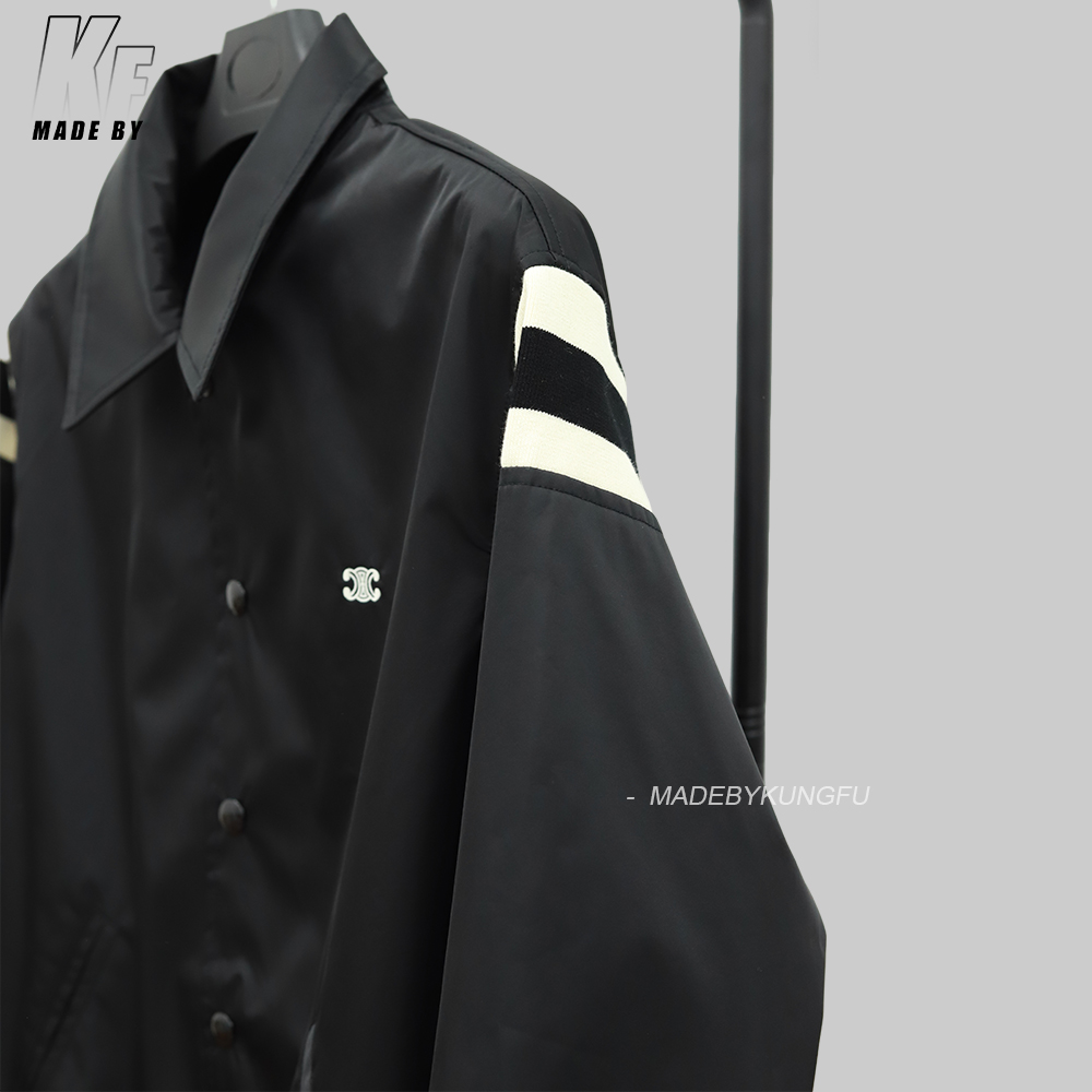 Celine 领子棒球扣子夹克 黑色