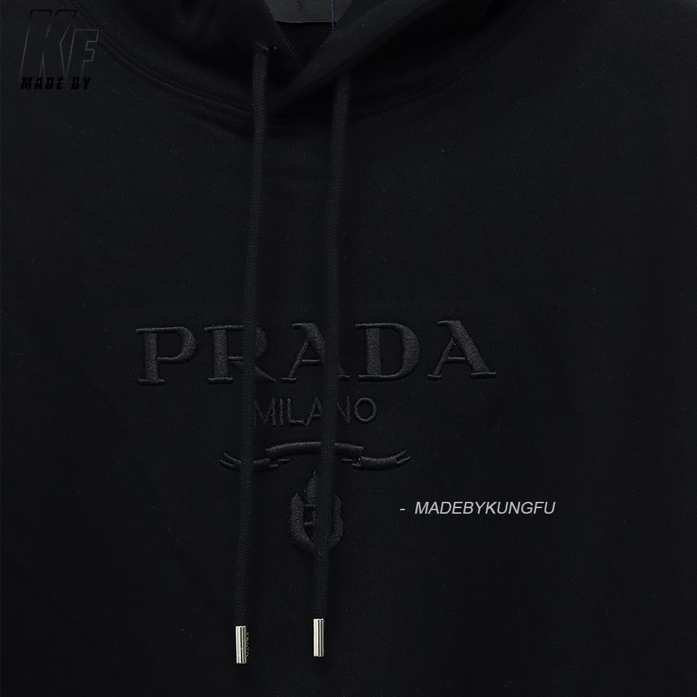 PRADA连帽抽绳卫衣 黑色