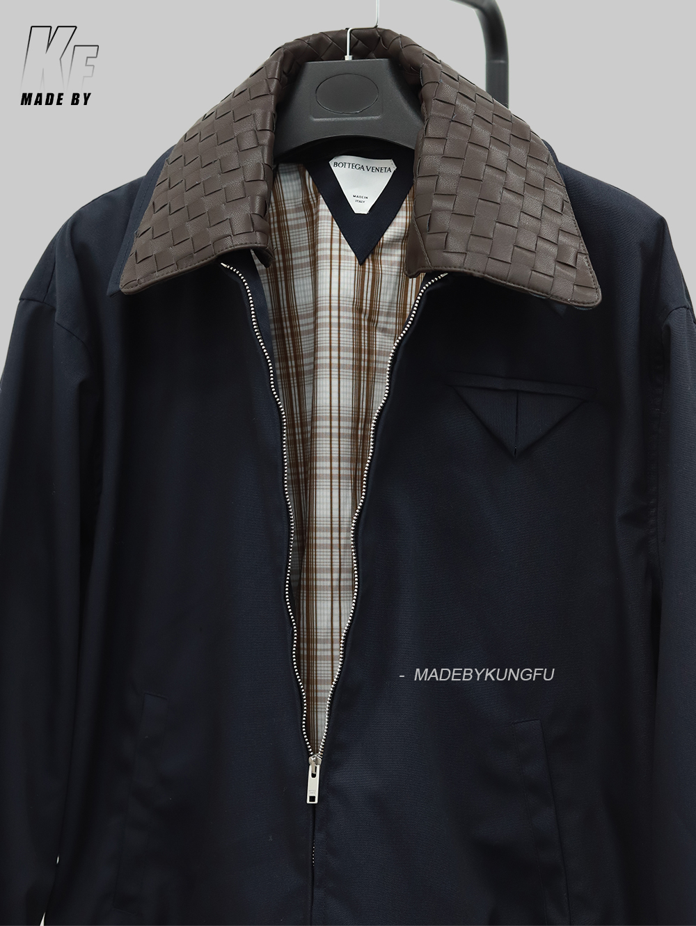 BV woven leather collar jacket