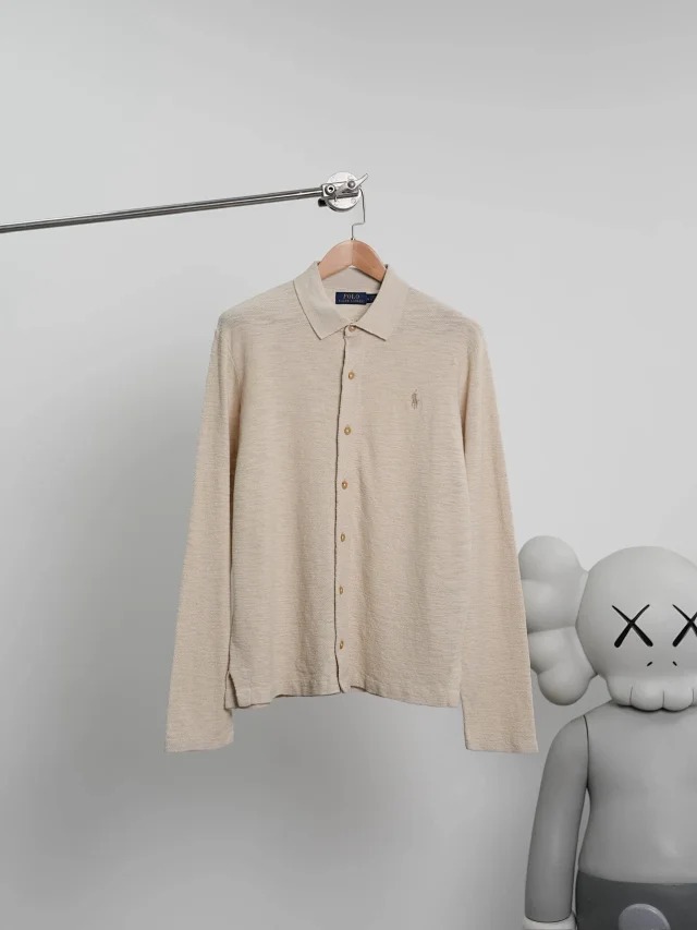 RL Solid color lapel single breasted long sleeved shirt