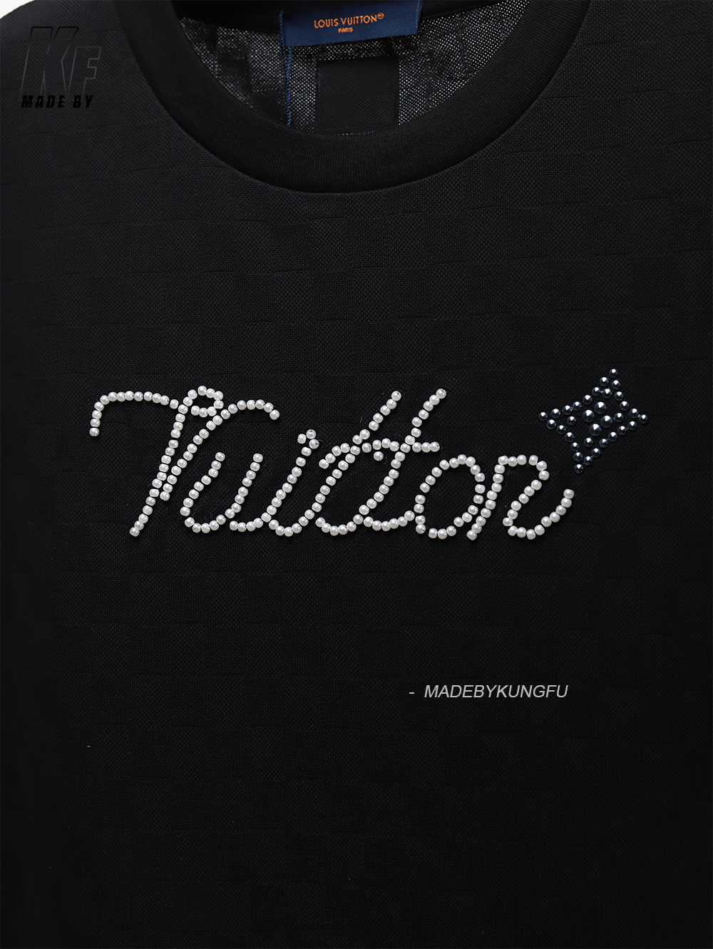 1V checkered jacquard jewelry tee