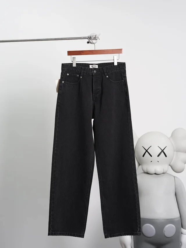 Item ID 9014 M1U solid color washed denim jeans with embroidered back pocket