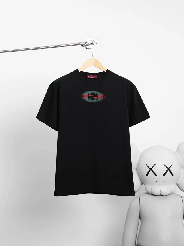 Item ID 9015 GUC Cotton letter printed round neck loose short sleeved shirt