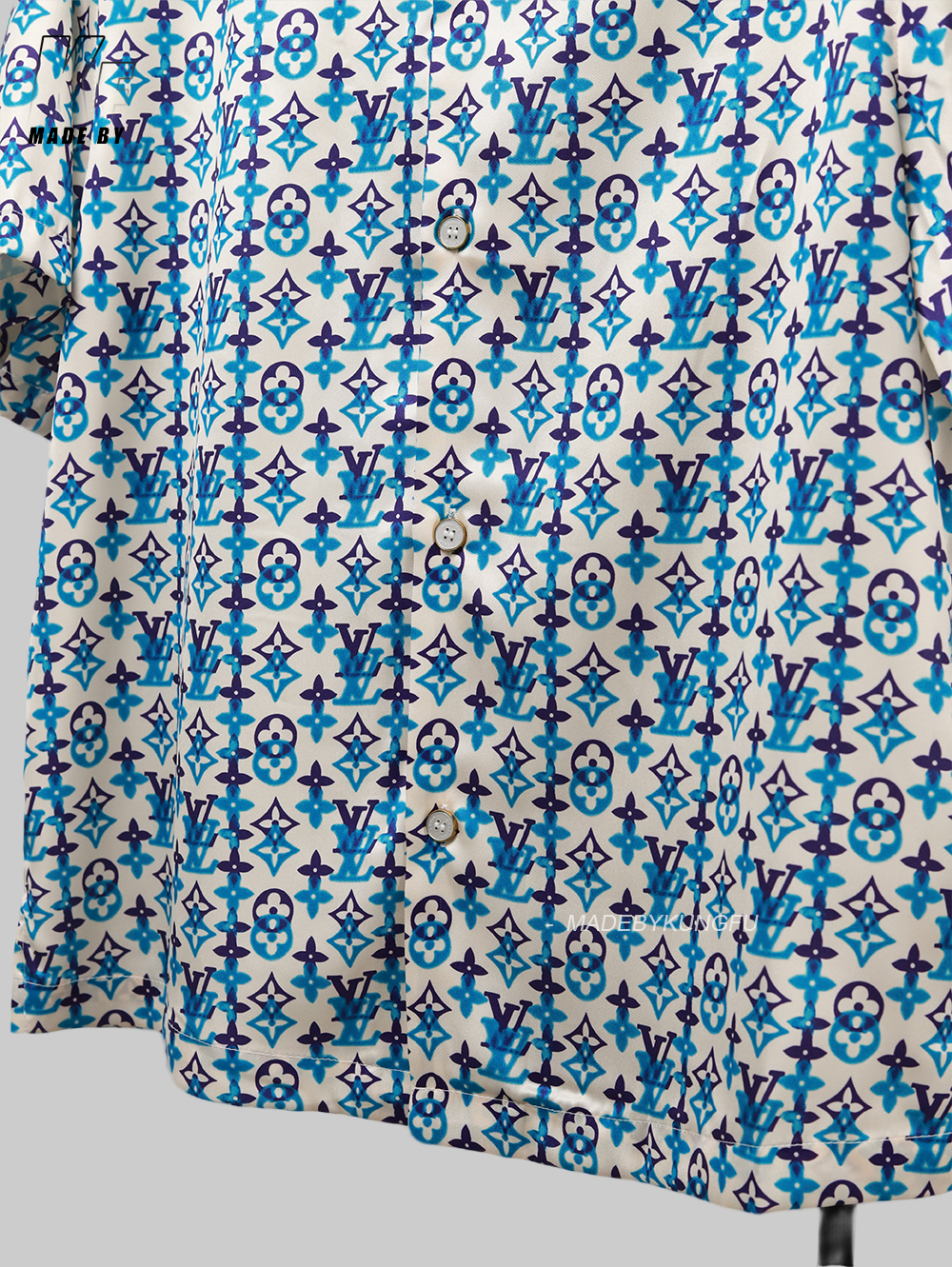 1V mulberry silk blended Cuban collar shirt