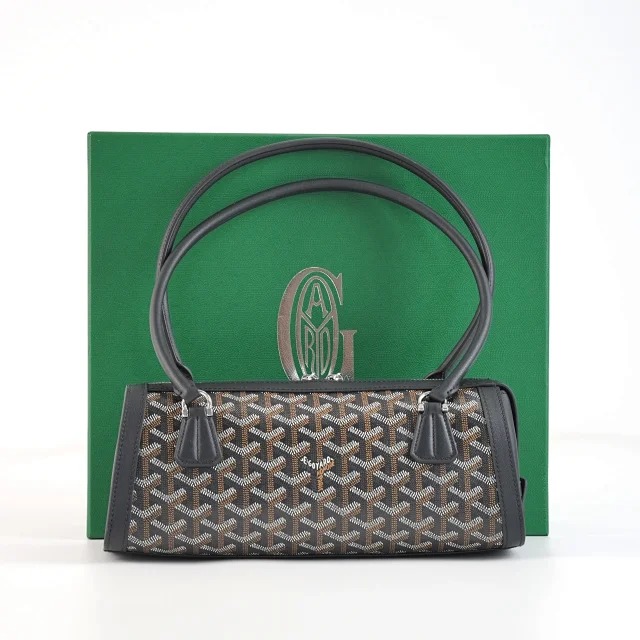 Item ID 9027 GOYARD Bonbonniere Classic Monogram Canvas & Cowhide Leather Baguette Shoulder Bag
