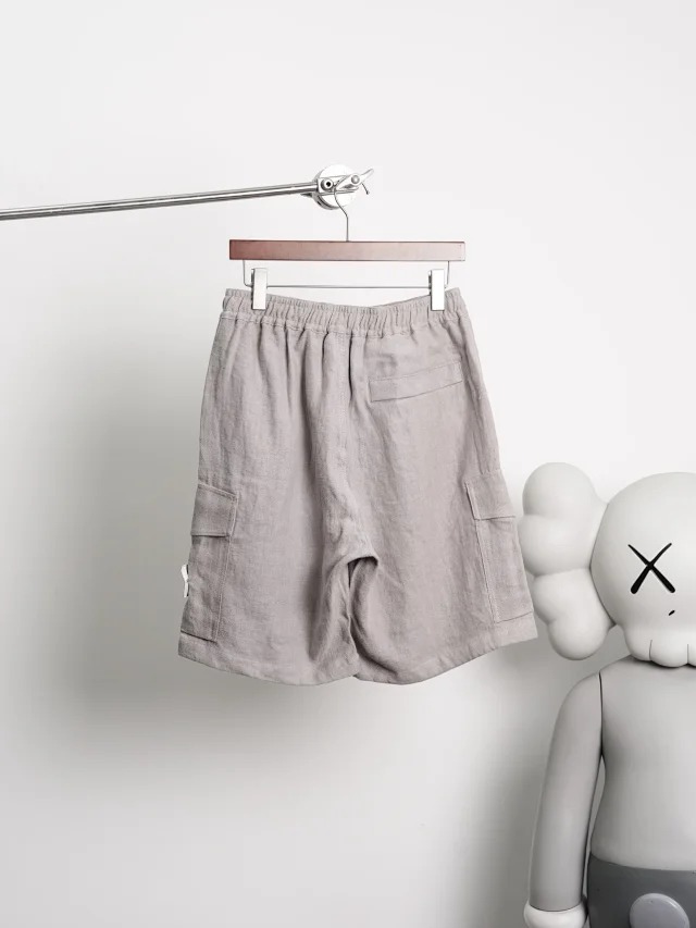 Item ID 9037 SI Stone 100% linen main fabric all accessories customized mid waist straight leg five point casual shorts
