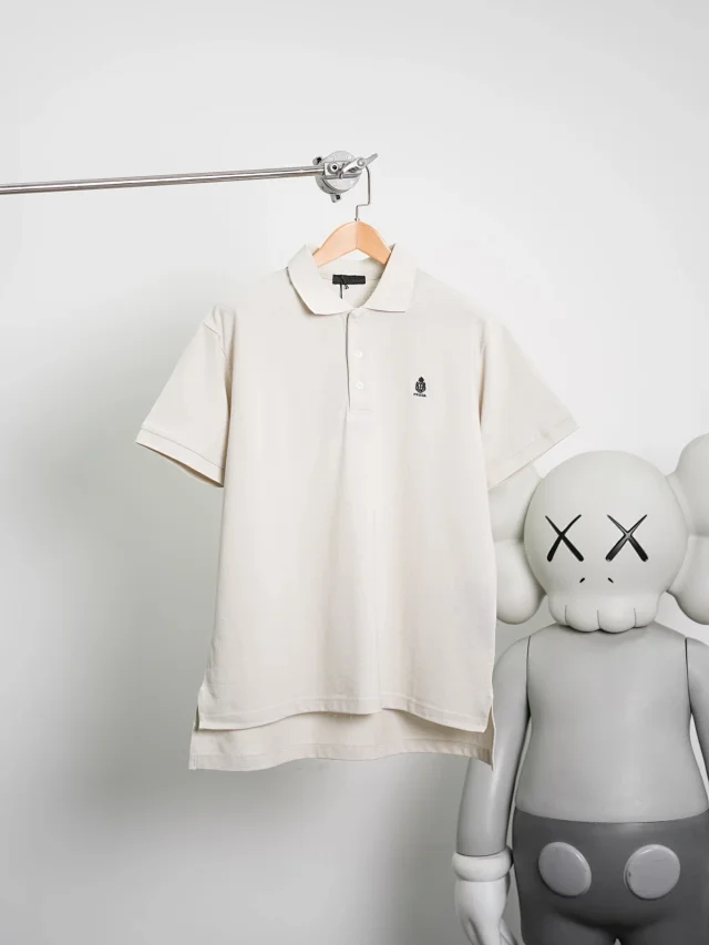 Item ID 9045 PRA breathable vermilion logo embroidered button slim fit short sleeved polo shirt