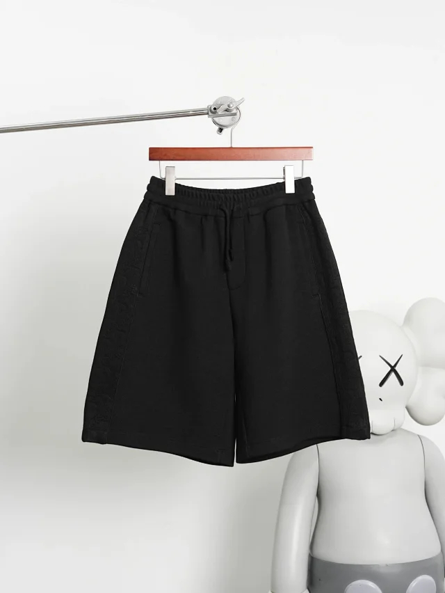 Item ID 9064 D1OR Dark Jacquard Cotton Blended Plain Knitted Oblique Printed Casual Shorts