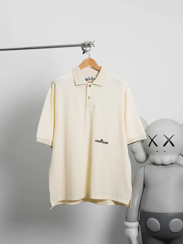 Item ID 9065 SI Customized Vermilion Cloth FLOOFIT Old Money Style LOGO Button Short Sleeve Polo Shirt