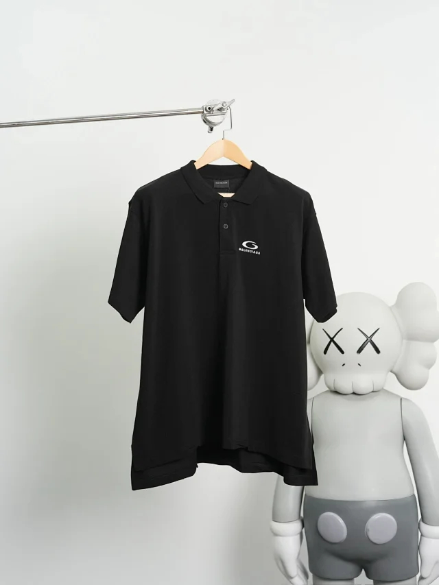Item ID 9071 BLCG Cotton Beaded Embroidered Polo Short Sleeve Shirt Oversize Style Unisex