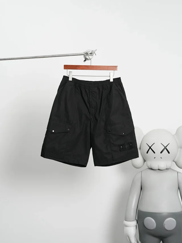 Item ID 9074 SI black logo 50 double stranded combed cotton workwear shorts