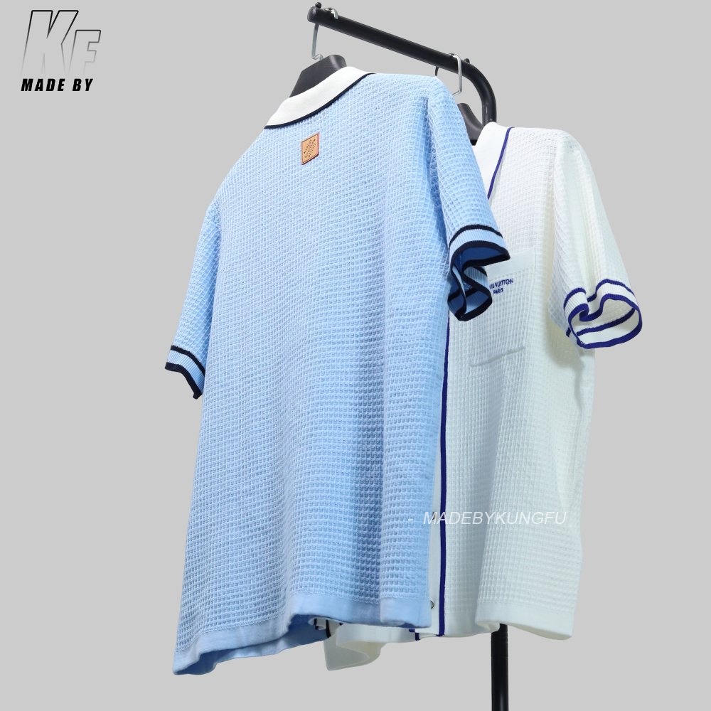 1V waffle knit shirt