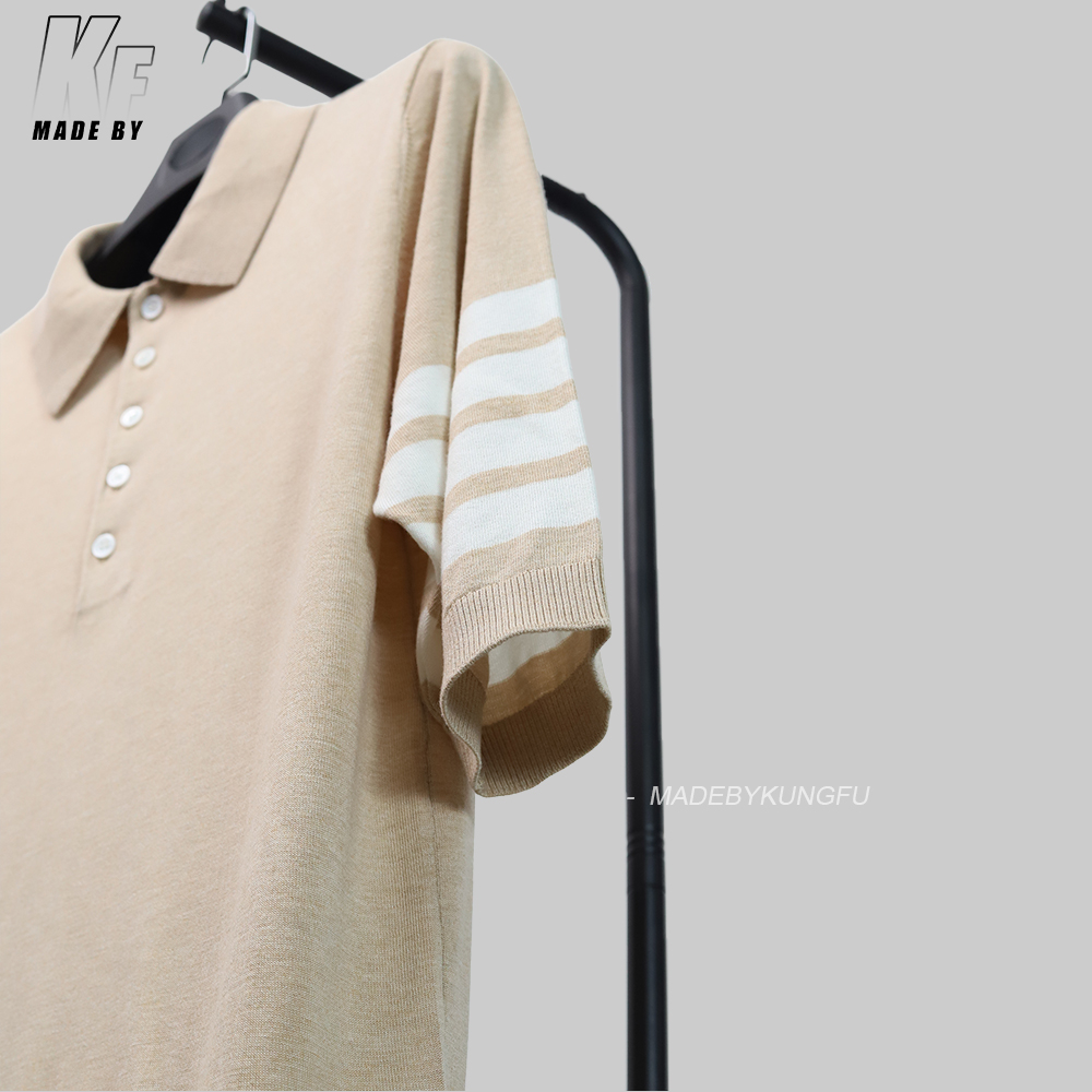 TB mulberry silk wool blended knitted polo