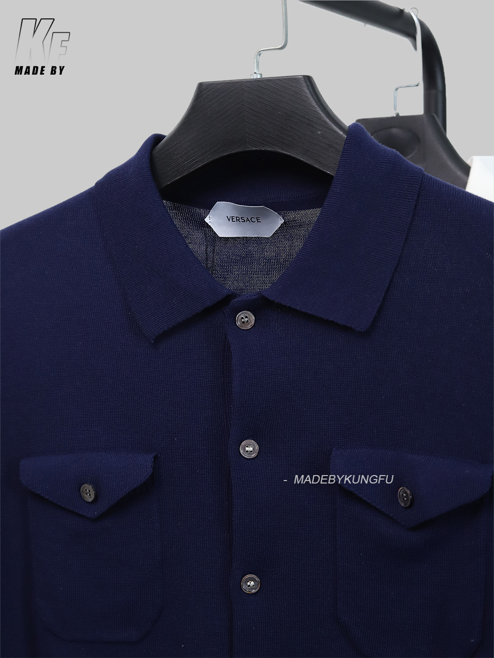 VERSACE knit Button UP Polo