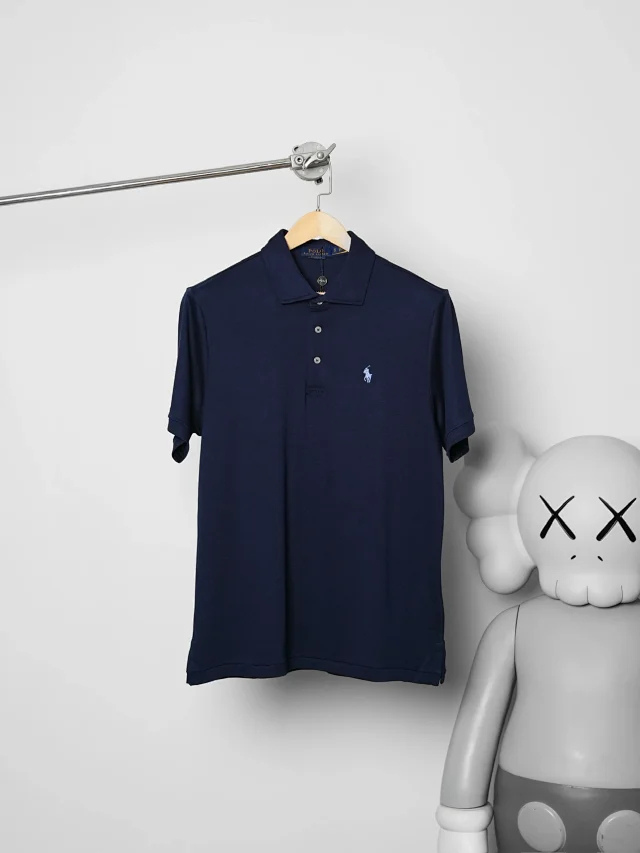 Item ID 9082 RL SS26 Pony Logo Button Long Velvet Elastic Fiber Original Embroidery Front Sleeve Polo Shirt