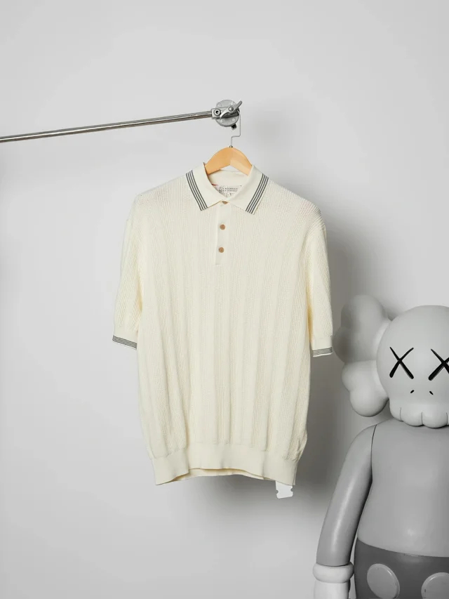 Item ID 9083 BC 32 Double Strand Yarn Solid Color Cotton Texture Ribbed Knitted Short Sleeve Polo Shirt