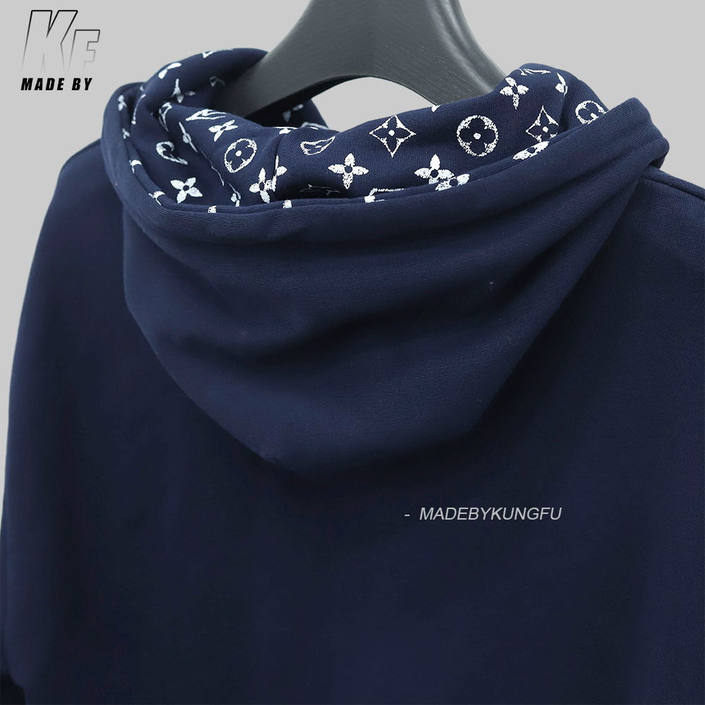 LV连帽抽绳印花卫衣 蓝色