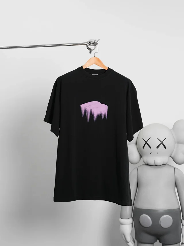 Item ID 9093 BLCG printed embroidery imported adhesive material round neck short sleeved T-shirt loose fit