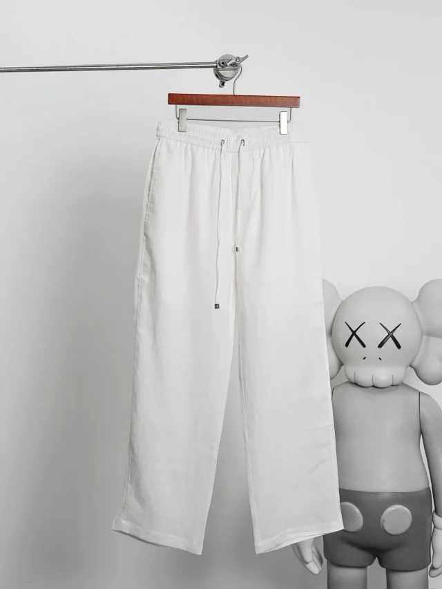 Item ID 9094 Loro 100% Natural Linen New Customized Hardware Solid Color Breathable Linen Four hole Button Casual Pants