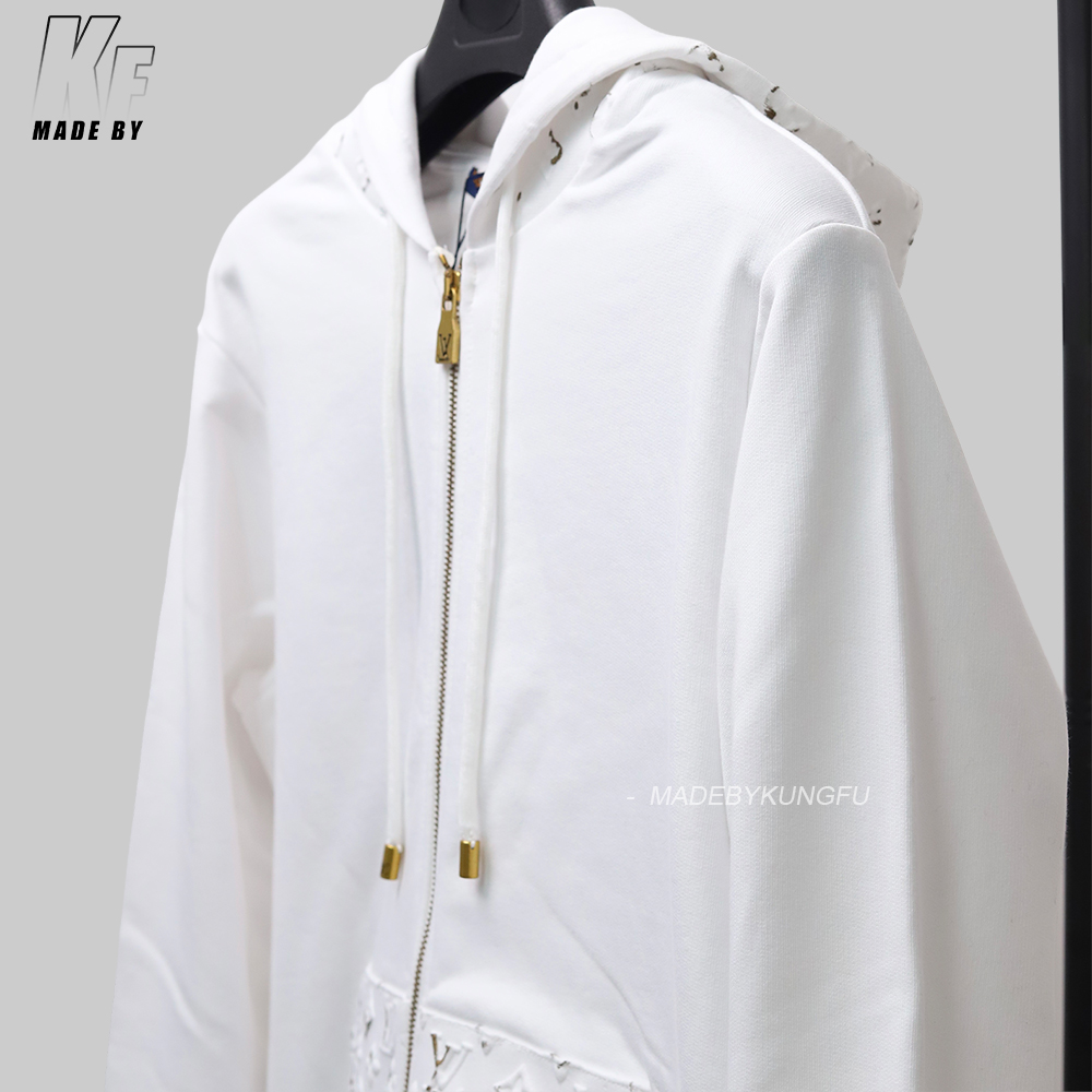 1V Embossed ink zip hoodie