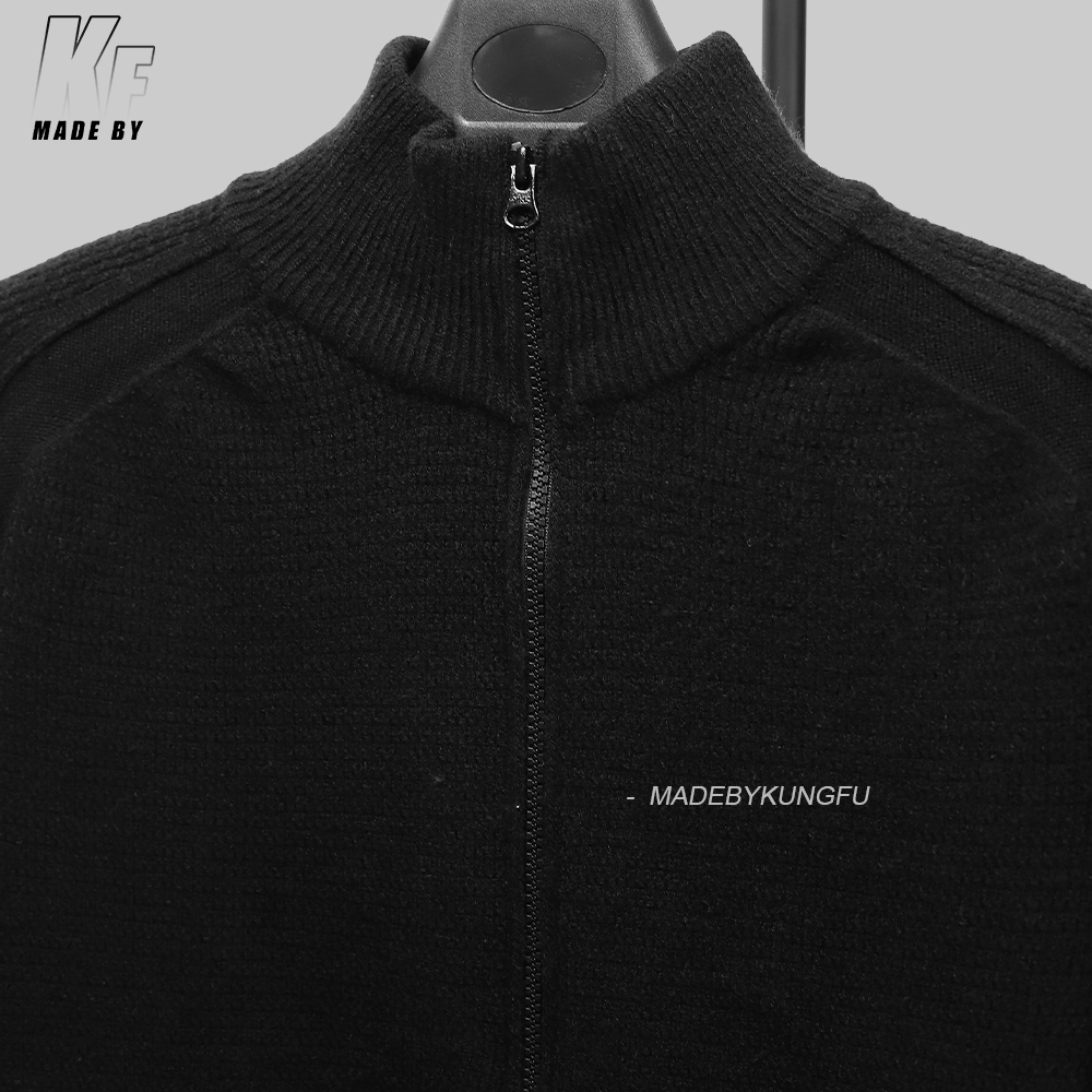 SI Ghost waffle wool knit cardigan