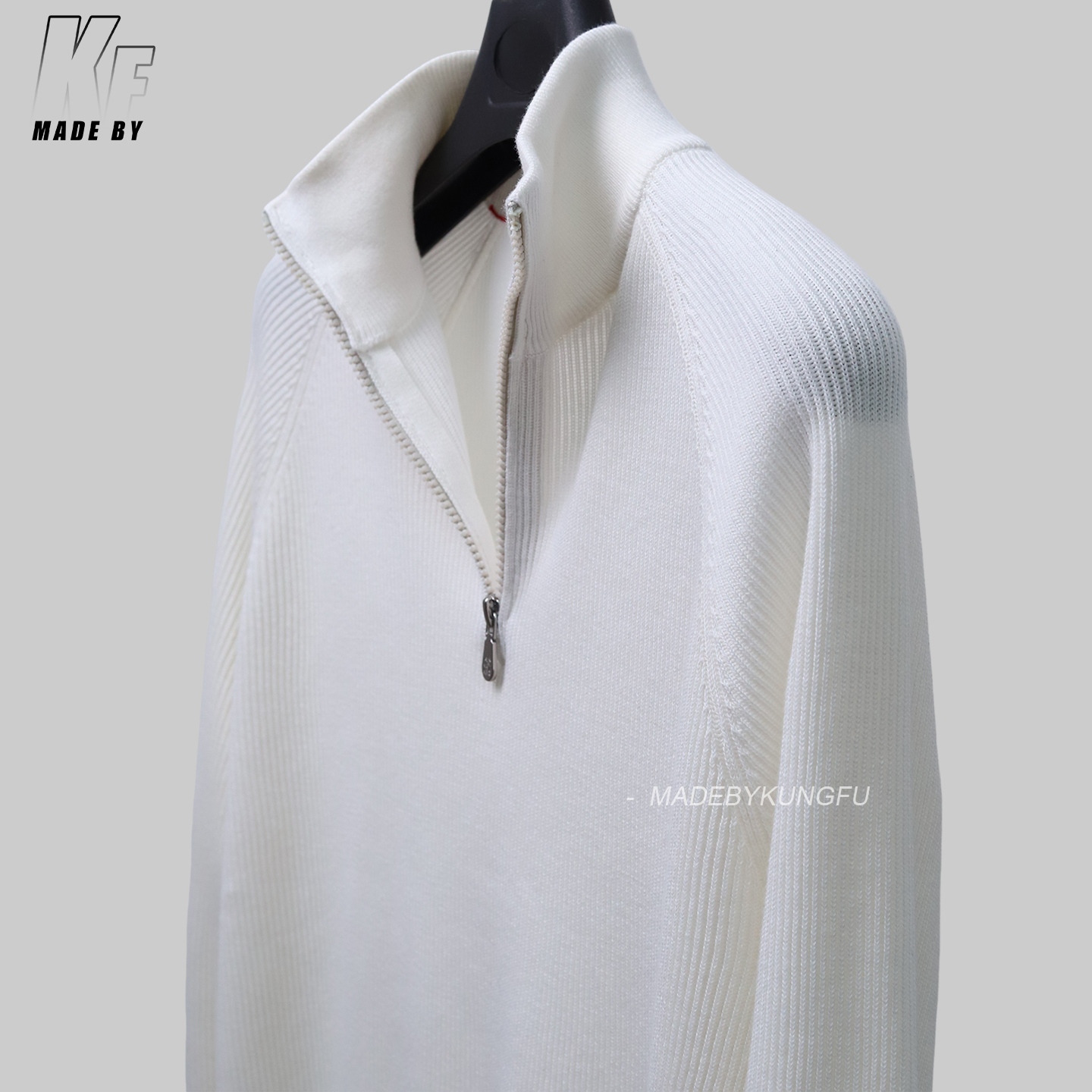 BC quarter zipper vertical knit sweater