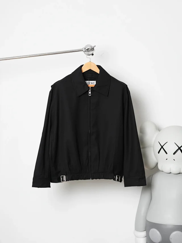 Item ID 9103 LOE FW25 runway collection full set of hardware mold opening custom brand leather label, wool silk belt, lapel, pure color zipper opening jacket