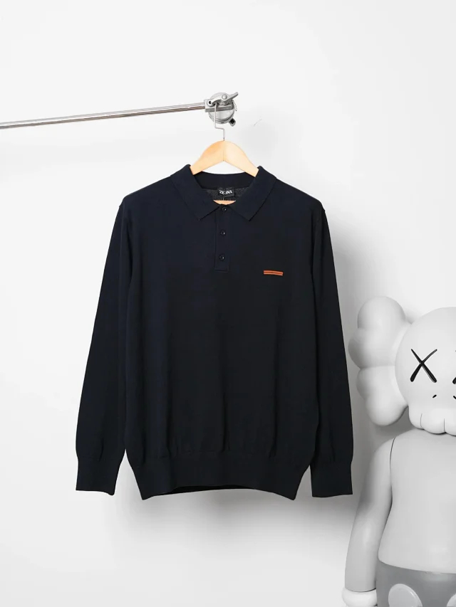 Item ID 9120 Zegna high count fixed dye fabric island cotton knitted Polo long sleeved autumn and winter collection
