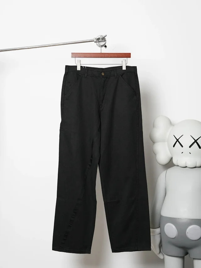 Item ID 9123 Magira washed twill straight leg denim pants, loose straight leg solid color pocket pants