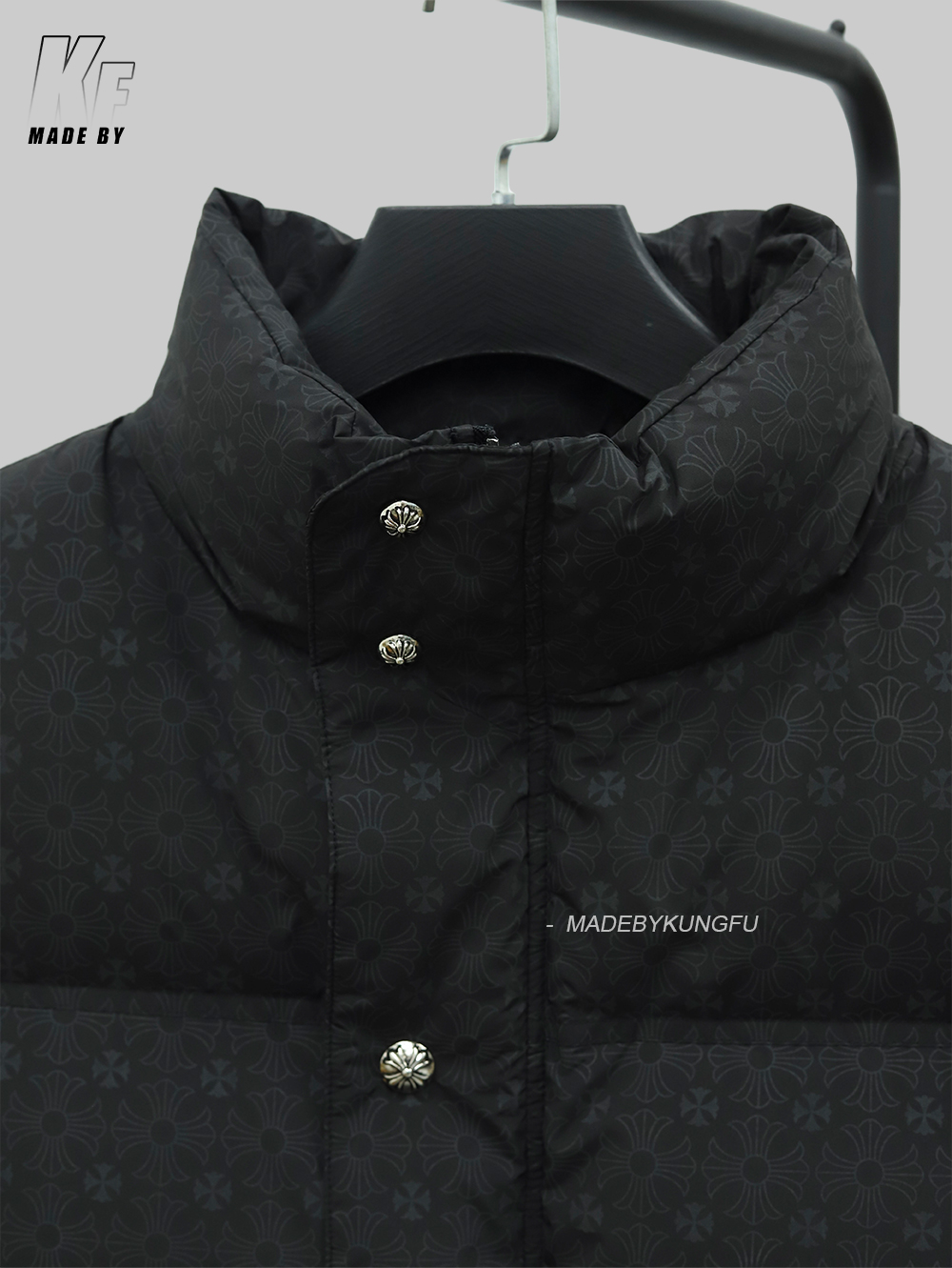 克罗心羽绒马甲 暗纹黑