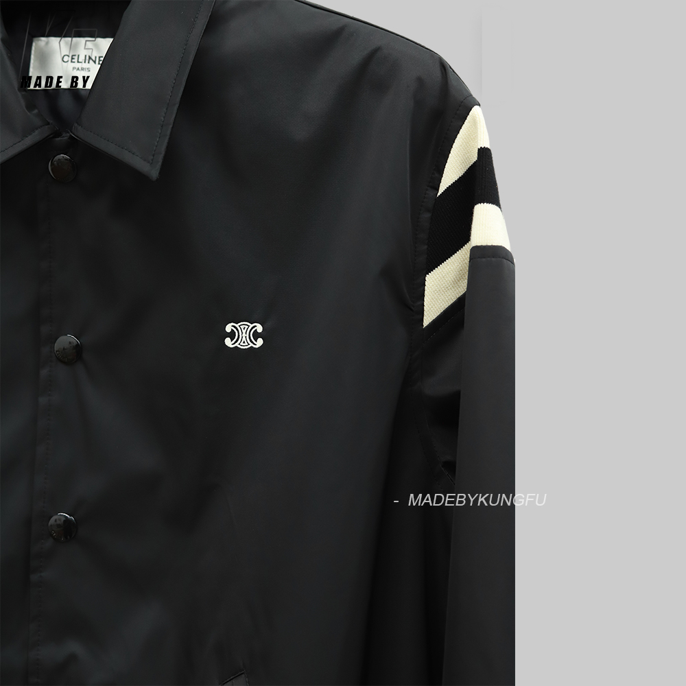 Celine 领子棒球扣子夹克 黑色