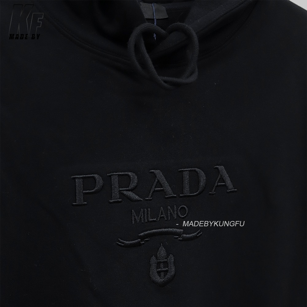 PRADA连帽抽绳卫衣 黑色