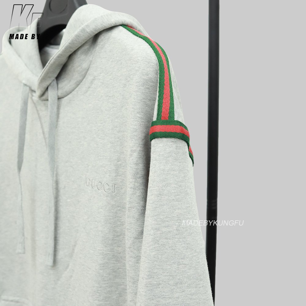 Gucci条纹连帽卫衣 灰色