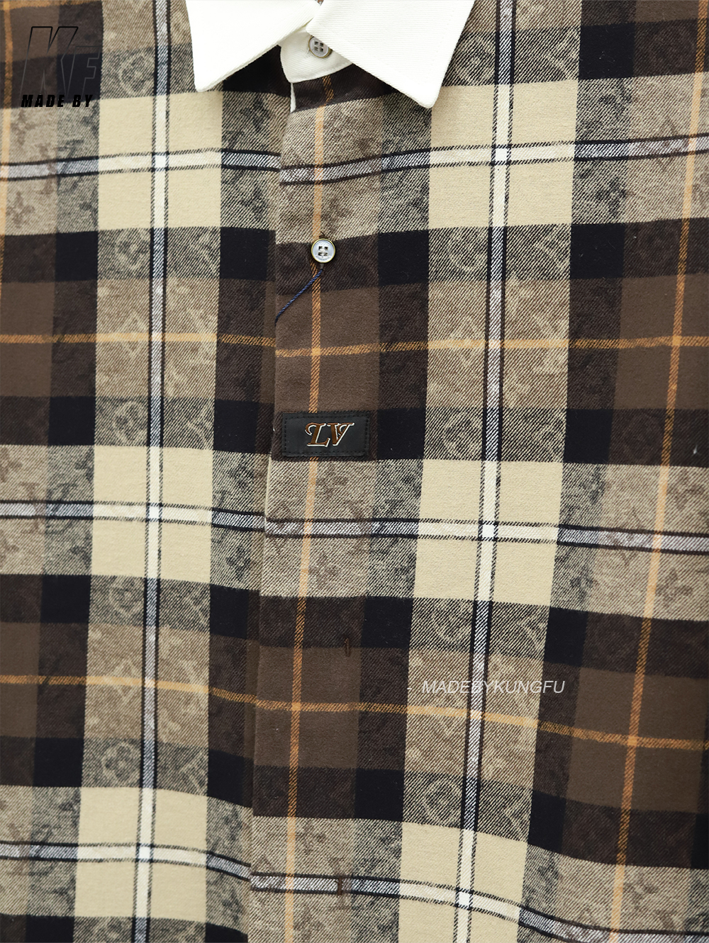 LV 格子印花衬衫 咖色