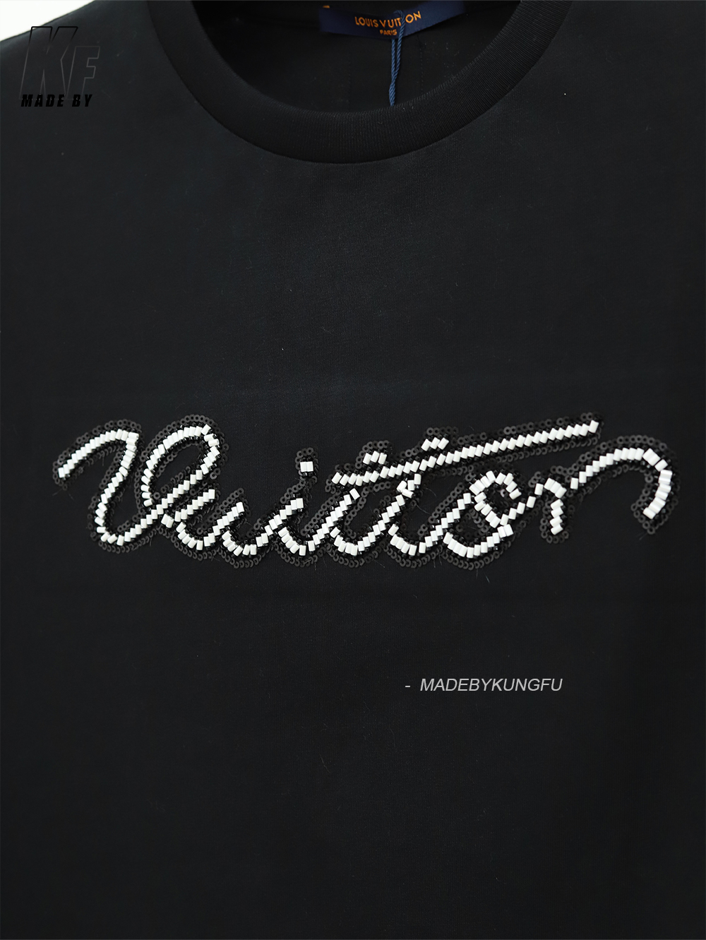 LV 镶钻字母短袖 黑色