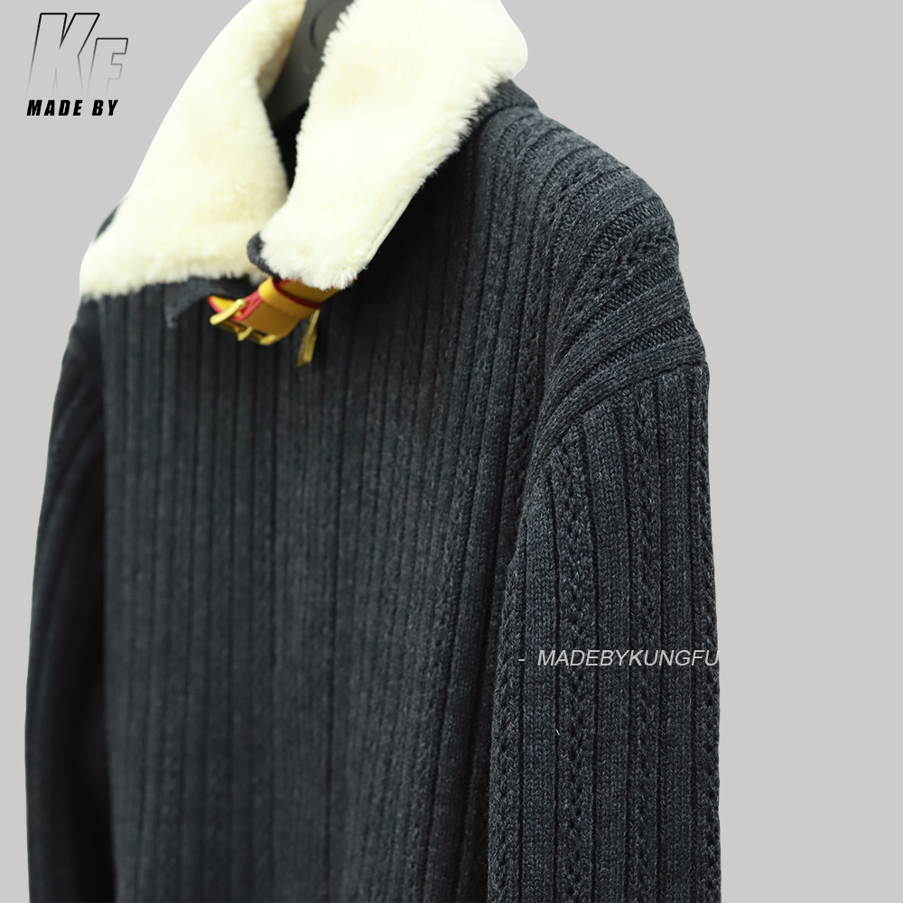 1V cashmere wool blend with wool collar jacket