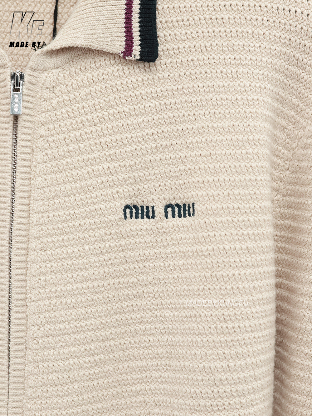 Miu Knitted Striped Zipper Jacket