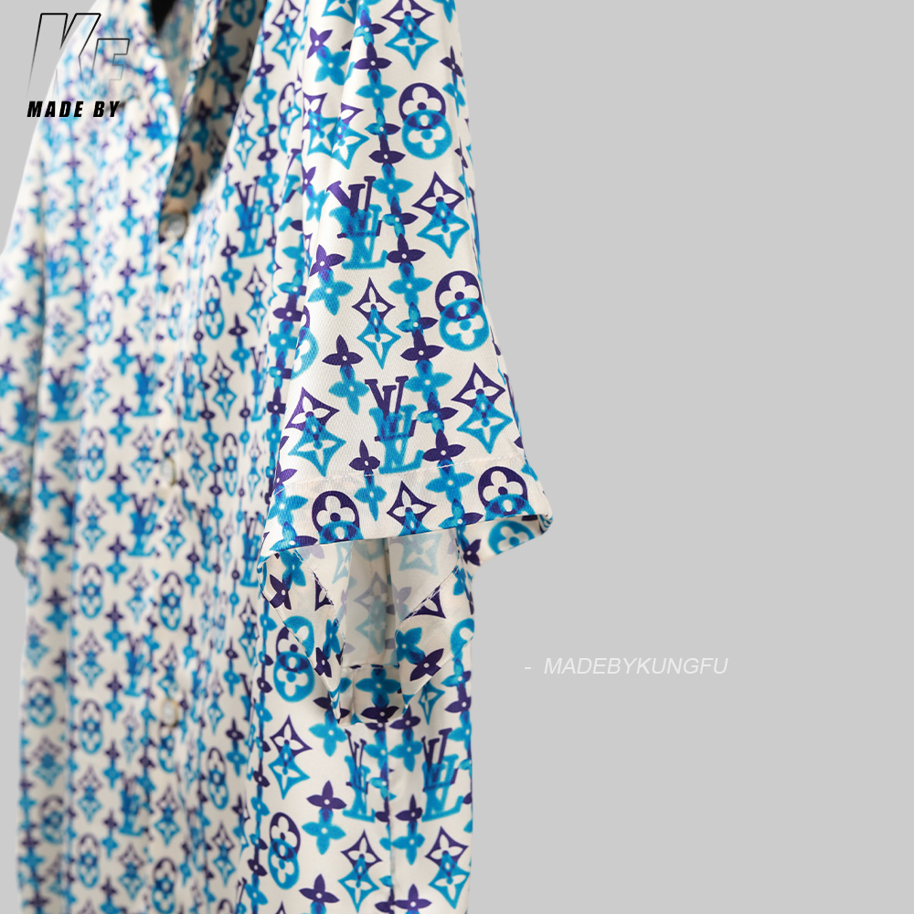 1V mulberry silk blended Cuban collar shirt