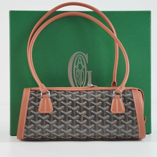 Item ID 9027 GOYARD Bonbonniere Classic Monogram Canvas & Cowhide Leather Baguette Shoulder Bag